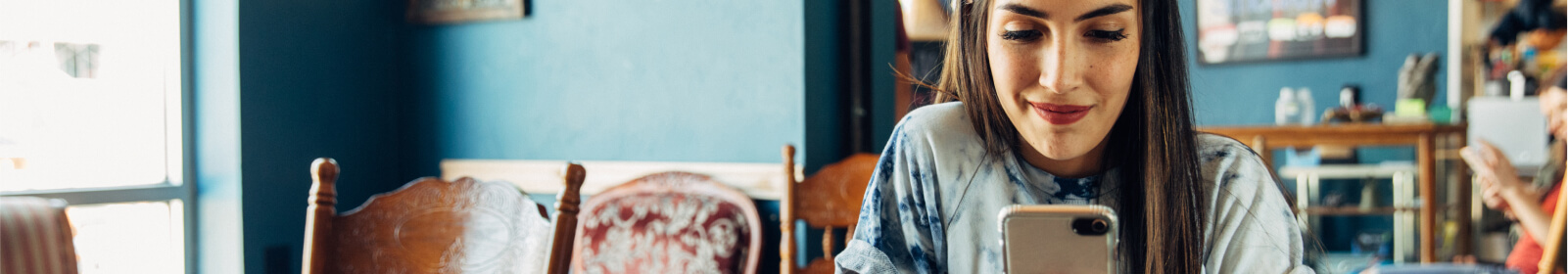 Woman on phone at home.